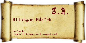 Blistyan Márk névjegykártya